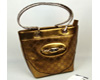 Golden leather handbag 145994