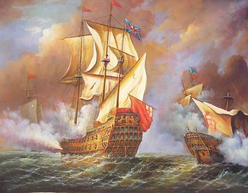 oil painting-warship