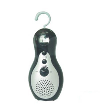 FM shower radio with clock