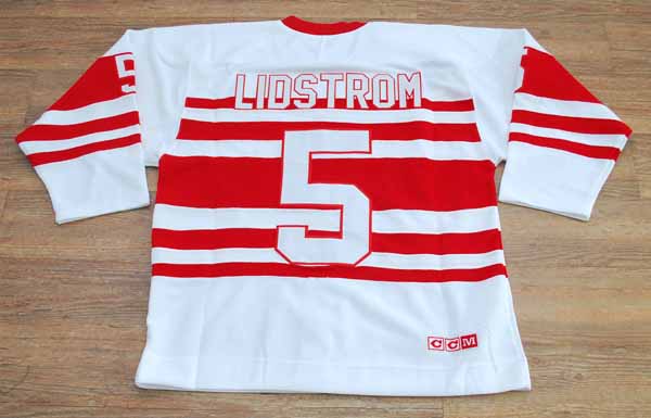 #5 Nicklas Lidstrom white Detroit Red wings CCM nhl jersey