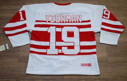 #19 YZERMAN white Detroit Red Wings CCM ice hockey jersey