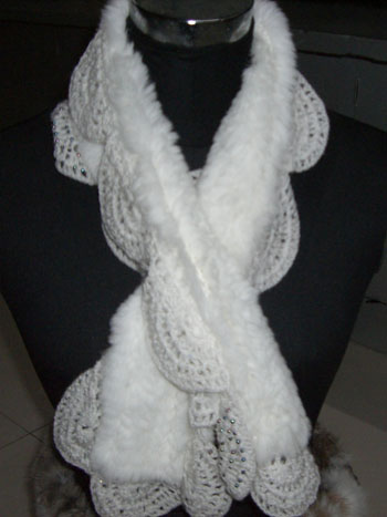 Rabbit Fur Scarf with Lace