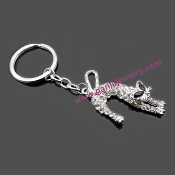 Crystal Cat Key Ring