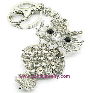 Crystal Owl Key Ring