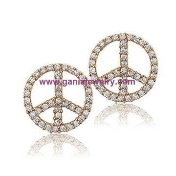 Crystal Peace Sign Earring