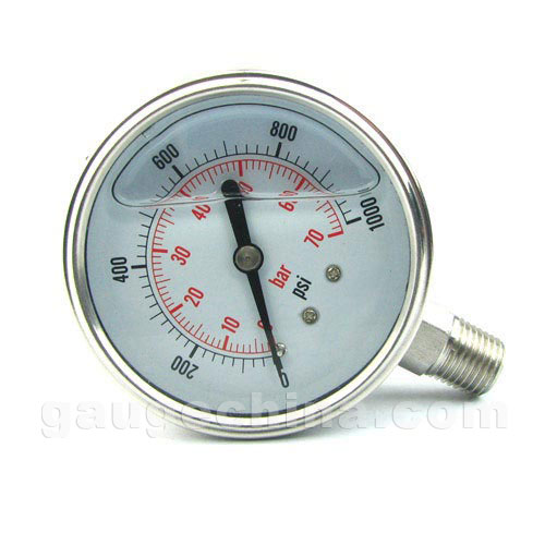 Liquid filled pressure gauge