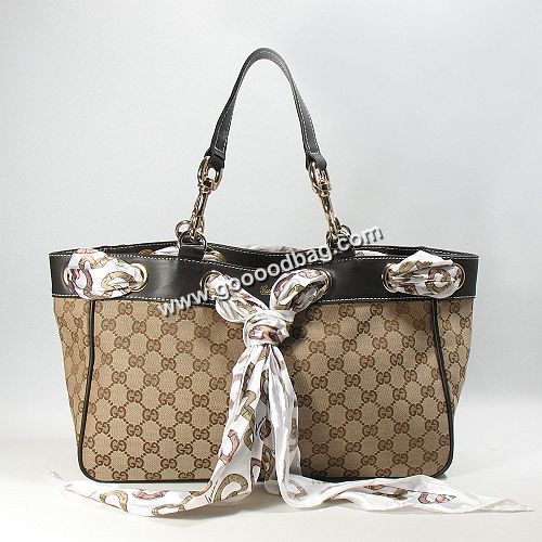 Gucci Positano Medium Scarf Tote Bag Brown