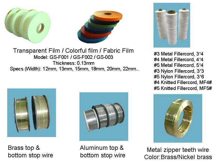 Film taffeta & zipper stop wire