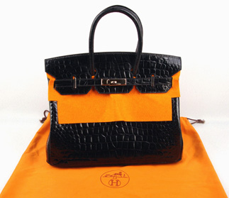 Hermes black Birkin crocodile handbag 1041 35cm