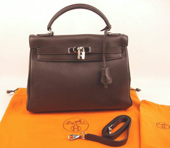 Hermes dark coffee Kelly bag 1043 32cm