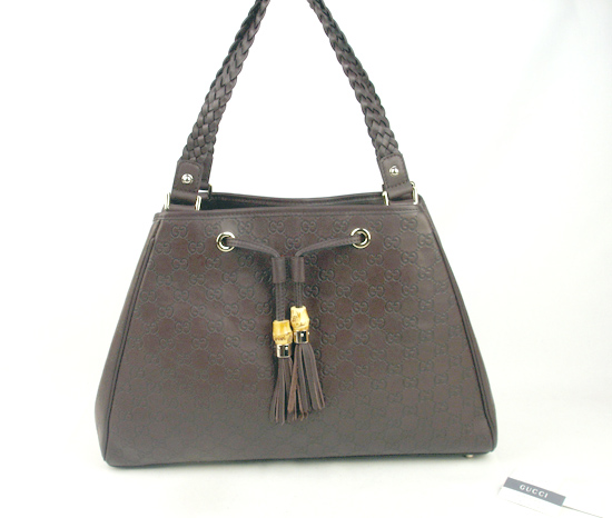 dark coffee monogram leather handbag 170207