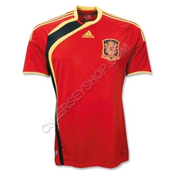 Spain 09-10 home soccer jersey