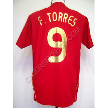 Spain 09-10 home Torres #9 soccer jersey