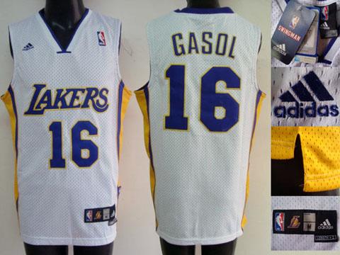 official Lakers #16 Gasol white nba jersey