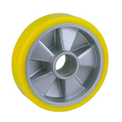 Polyurethane wheels with aluminum centre