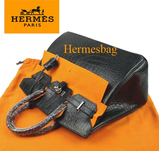 Hermes black crocodile handbag 1041 35cm