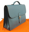 Hermes blue togo leather briefcase 1048 38cm