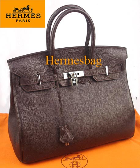 Hermes dark coffee togo leather Birkin handbag