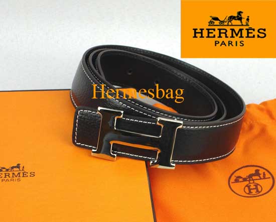 Hermes black leather belt HR1002