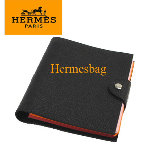 Hermes black leather notebook 1049