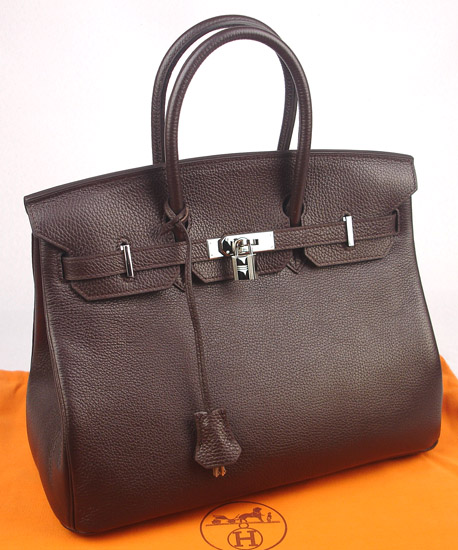 Hermes dark coffee togo leather Birkin handbag 35