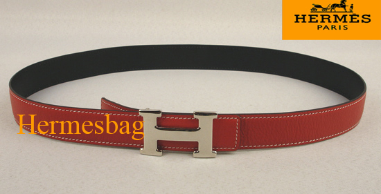 Red hermes leather belt 