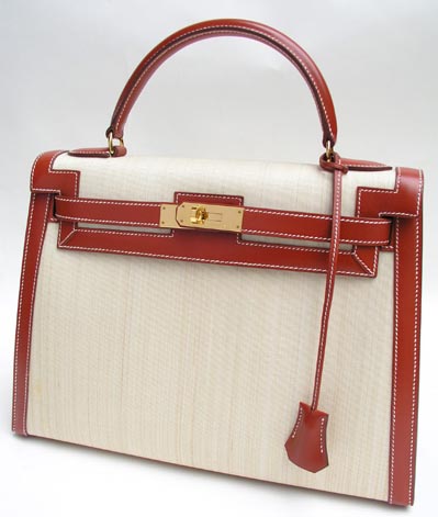 White hermes canvas birkin handbag 35cm