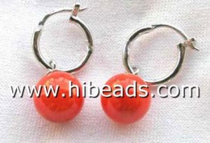 Natural 10mm pink coral earrings round beads whole