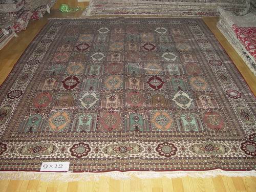 hand-knotted silk carpet in persian style