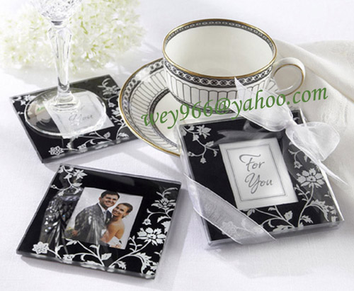 elegant photo glass coaster glass pad favors