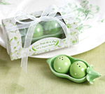 Two Peas in a Pod Ceramic Salt n Pepper Shakers 
