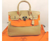 Hermes apricot leather handbag  1041 35cm