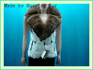 Fur garment- Lamb vest with fox collar