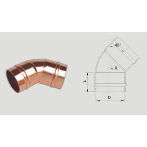 45 Degree Solder Ring Elbow