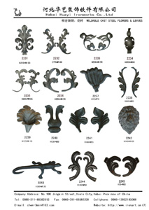 wrought iron cast steel flower and leaves, spears