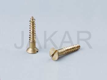 Flat Head Slotted Wood Screw Of Solid Brass 