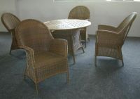 wooden rattan table and chairs set