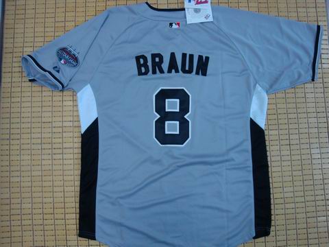 #8 Ryan Braun Milwaukee Brewers all star grey mlb 