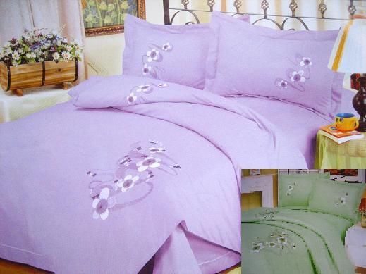 A bed set with 4 pcs emberidery