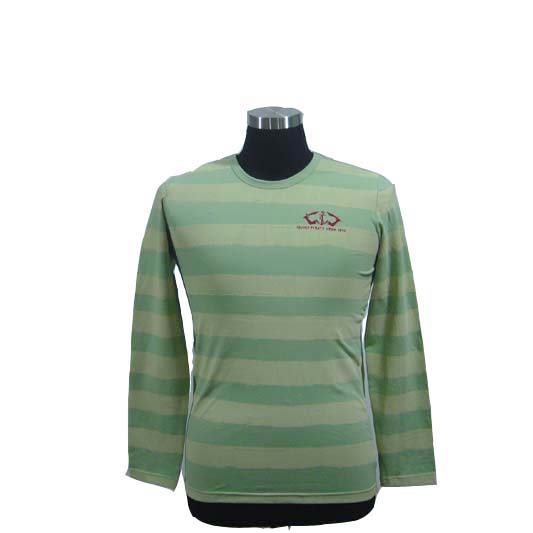 Men's cotton/lycra L/S top, with printed stripes