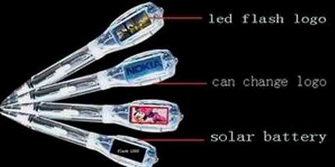 logo pen with solar power flash   