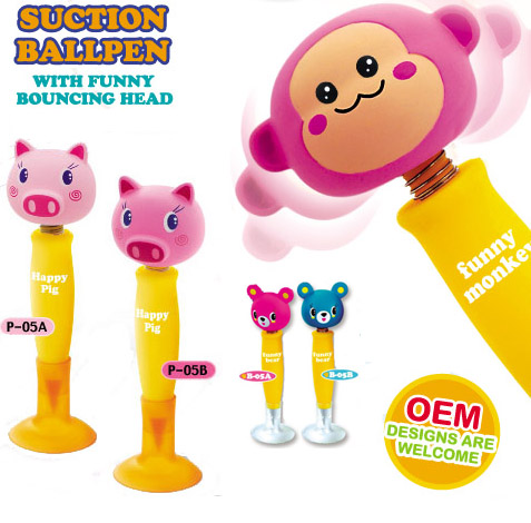 Suction Bouncing Head Ball Pens