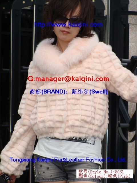 fashion rabbit fur coat+raccoon fur collar 