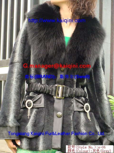  rabbit fur garment+fox fur collar s-06