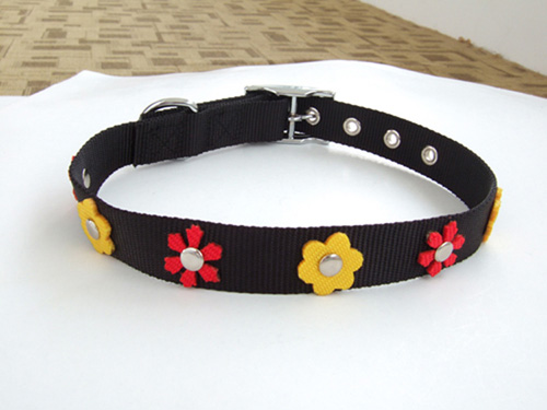 nylon dog collar pet collar with flowers