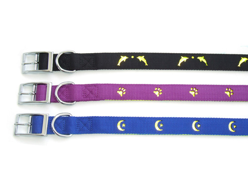 nylon collar with reflecting decorations