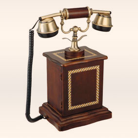 wood desk telephone