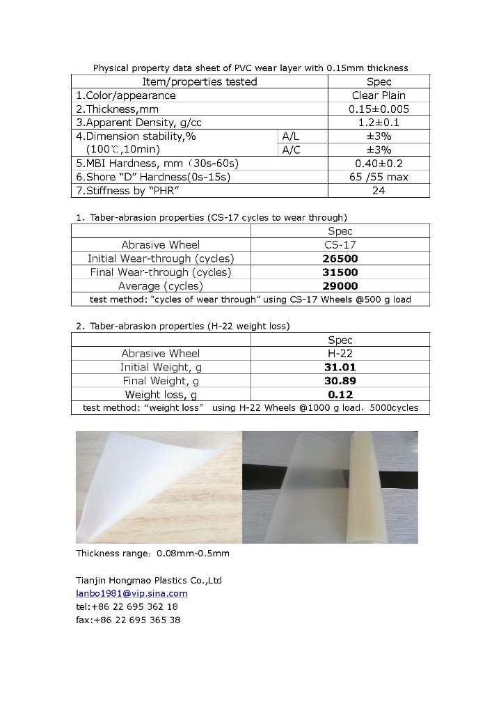 pvc top wear layer of vinyl tile floor