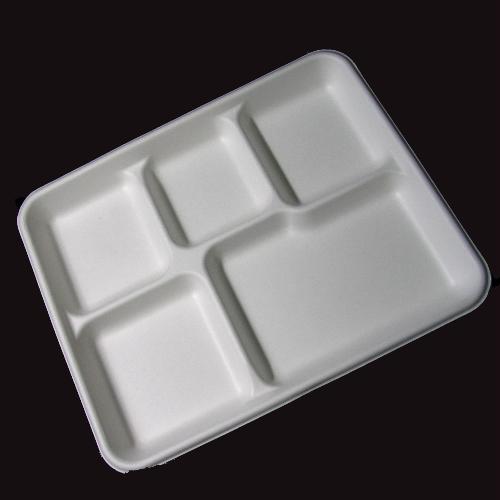 Compostable sugarcane/bagasse 5com tray,plate,tabl