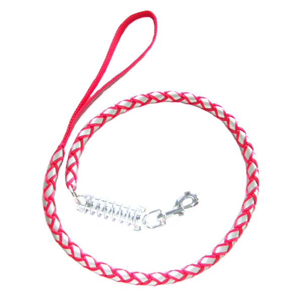 Braided dog leash with spring, pet leash